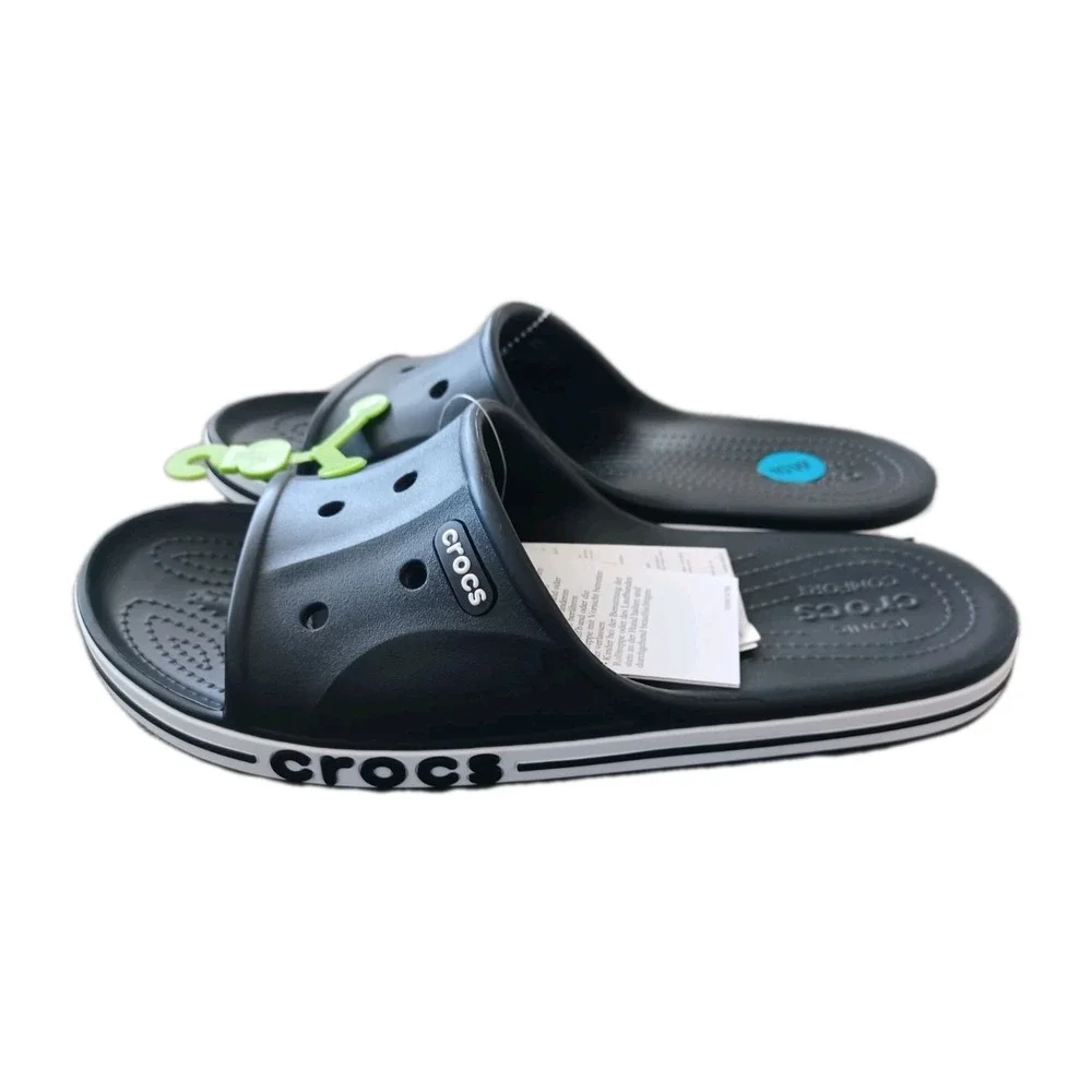 Crocs Bayaband Slide  Relaxed Fit Black White Sz 10